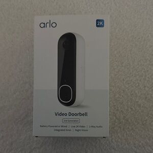 Arlo 2K Video Doorbell - Black and White